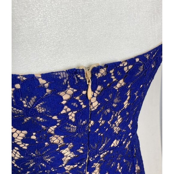 Lulu’s ‘She’s a Knockout’ Cobalt Blue Lace Lined Bodycon Sleeveless Dress-M - Picture 11 of 16